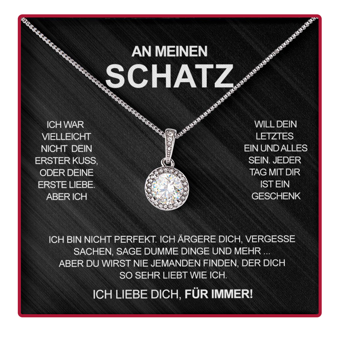 Sterling Silber Halskette mit Rosenbox - An meinen Schatz