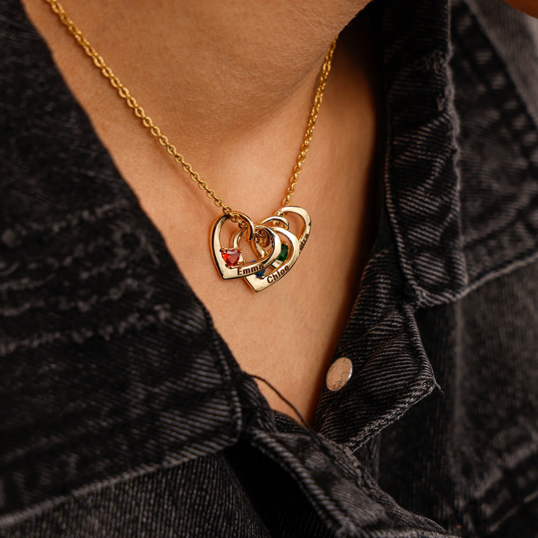 Herz & Geburtsstein - Namensanhänger Halskette