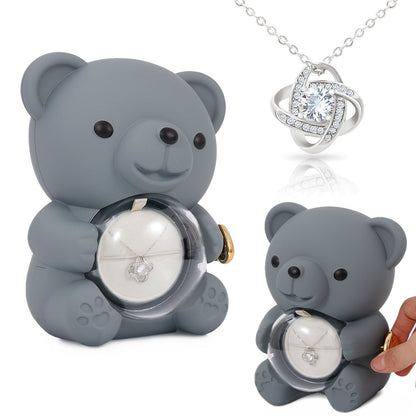 Sterling Silber Halskette - mit echter Rosen Bär Geschenkbox