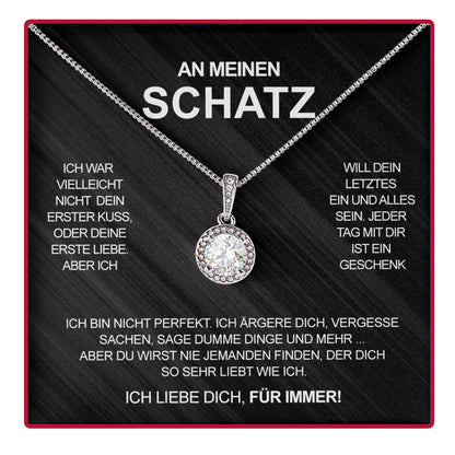 Sterling Silber Halskette mit Rosenbox - An meinen Schatz