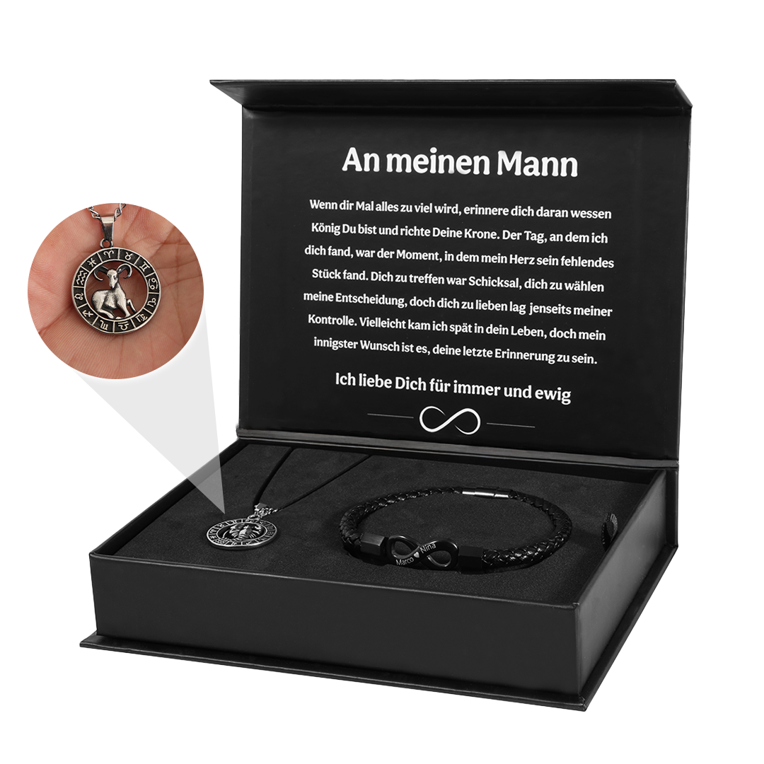 Armband mit Gravur & Sternzeichen Halskette - An meinen Mann