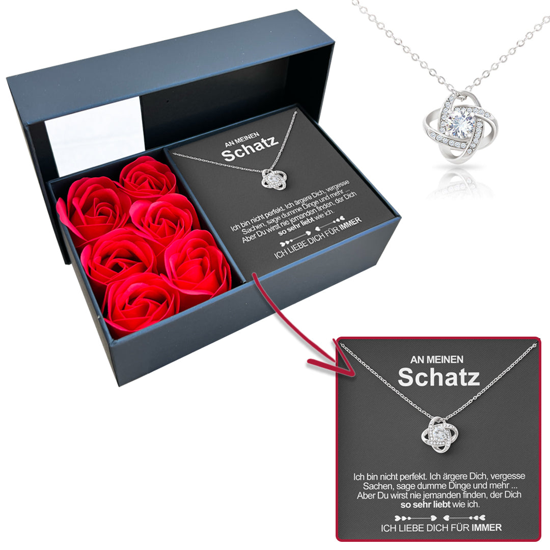 Sterling Silber Halskette - Mit 6 Rosen - An meinen Schatz
