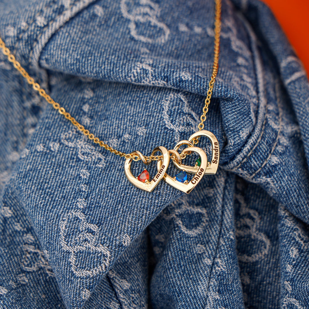 Herz & Geburtsstein - Namensanhänger Halskette