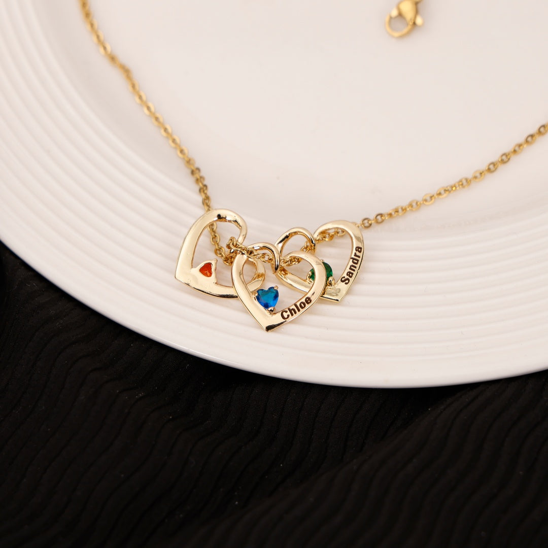 Herz & Geburtsstein - Namensanhänger Halskette