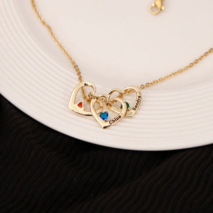 Herz & Geburtsstein - Namensanhänger Halskette