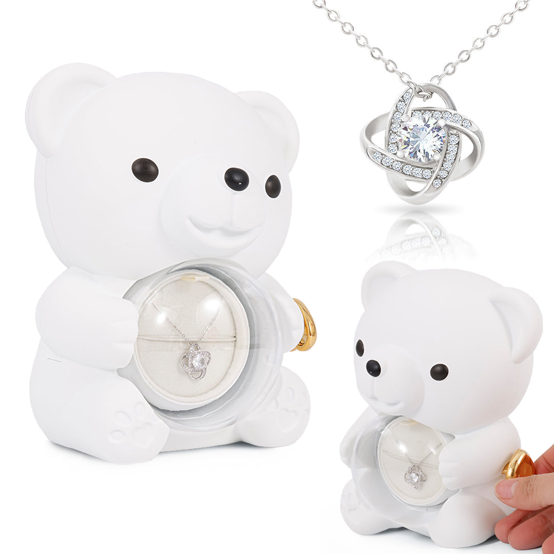 Sterling Silber Halskette - mit echter Rosen Bär Geschenkbox