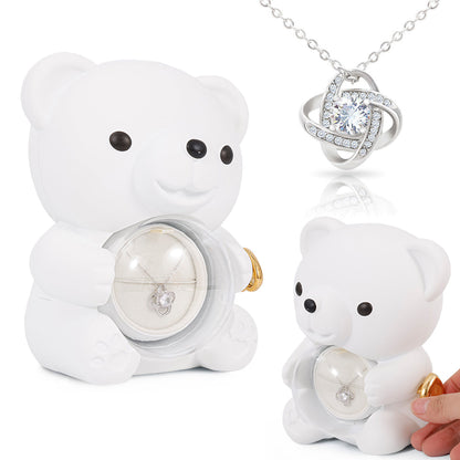 Sterling Silber Halskette - mit echter Rosen Bär Geschenkbox