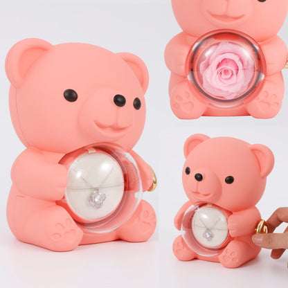 Sterling Silber Halskette - mit echter Rosen Bär Geschenkbox