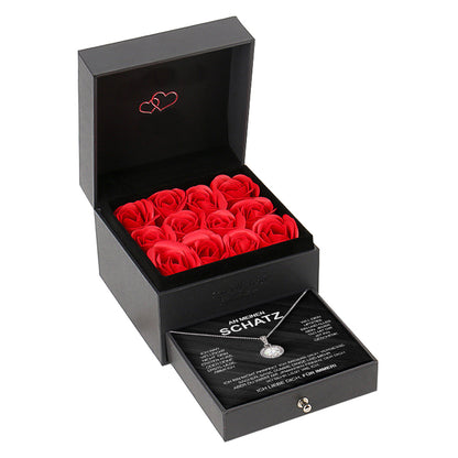 Sterling Silber Halskette mit Rosenbox - An meinen Schatz